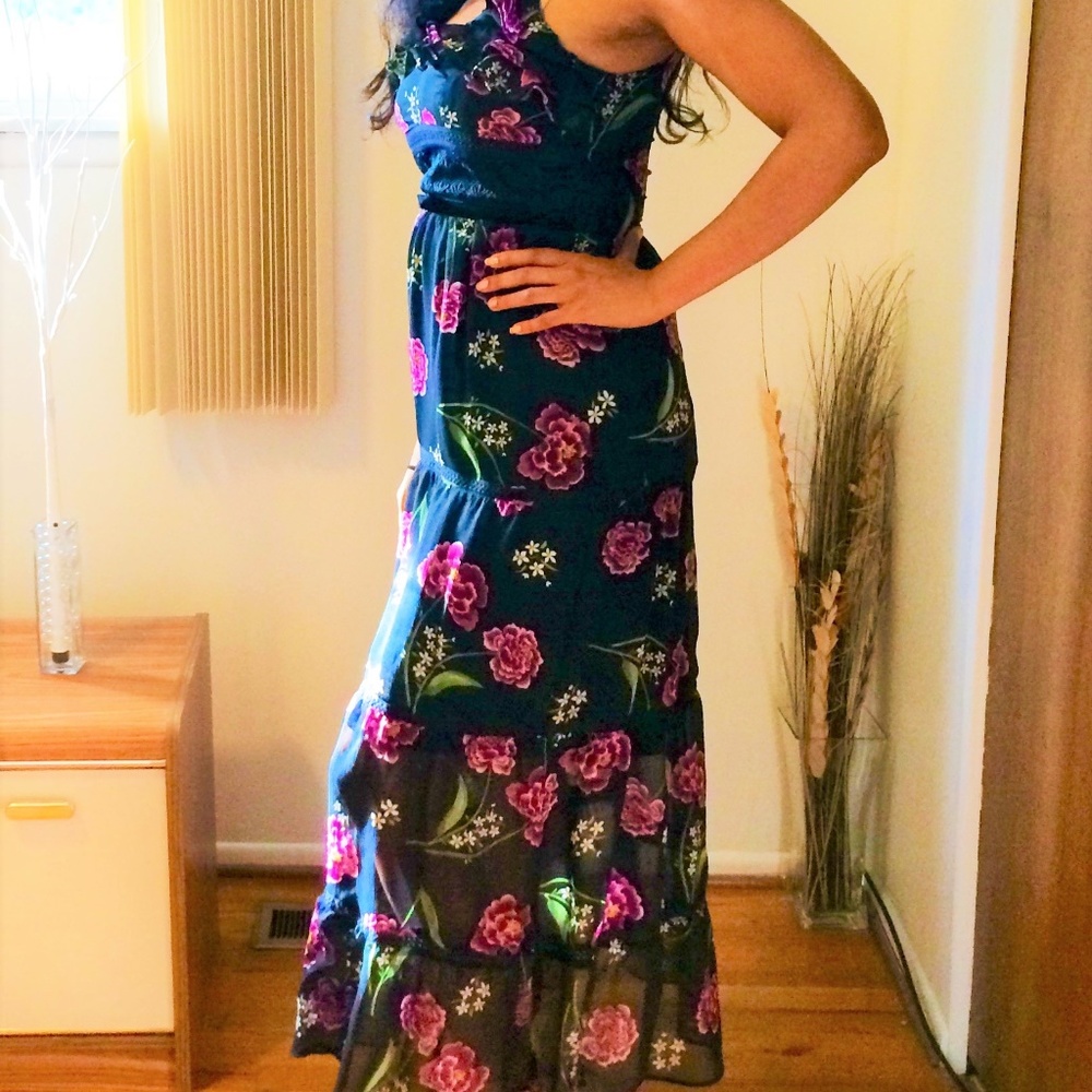 NWT! Shift Black, Purple, Green Floral Dress S